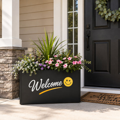 Kozyard Customizable Metal Planter Box – Personalized Steel Flower Pot for Patio, Garden, Yard, or Indoor Décor