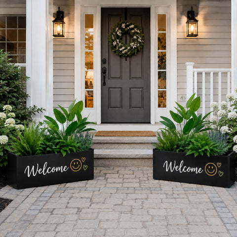 Kozyard Customizable Metal Planter Box – Personalized Steel Flower Pot for Patio, Garden, Yard, or Indoor Décor