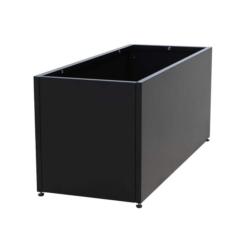 Kozyard Metal Rectangular Planter Box Steel Long Box Planter Black Powder Coated Steel Plant Pot All-Weather Use with Partition Panel for Indoor Outdoor for Trees, Plants Flowers