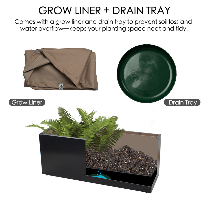 Kozyard Metal Rectangular Planter Box Steel Long Box Planter Black Powder Coated Steel Plant Pot All-Weather Use with Partition Panel for Indoor Outdoor for Trees, Plants Flowers