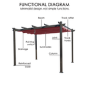 Kozyard Morgan Outdoor 10' x 10' Extra-Large Gray Aluminum Frame Pergola with Sunshade Canopy (4 Color Options)