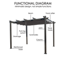 Kozyard Morgan Outdoor 10' x 10' Extra-Large Gray Aluminum Frame Pergola with Sunshade Canopy (4 Color Options)