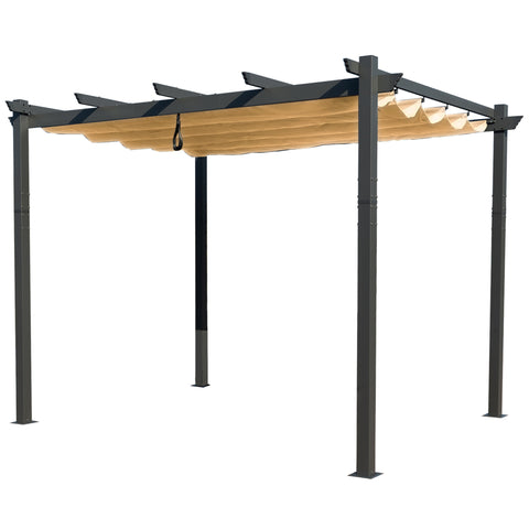 Kozyard Morgan Outdoor 10' x 12' Extra-Large Gray Aluminum Frame Pergola with Sunshade Canopy