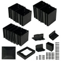 Black Metal Furniture Assembly Kit
A collection of black metal components, including corner connectors, brackets, and screws, intended for furniture assembly. Keywords: furniture assembly kit, black metal components