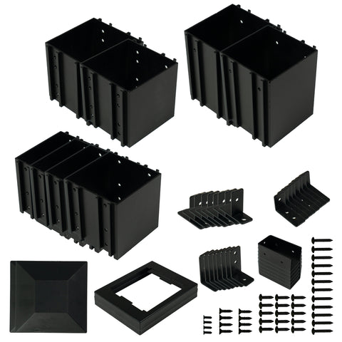 Black Metal Furniture Assembly Kit
A collection of black metal components, including corner connectors, brackets, and screws, intended for furniture assembly. Keywords: furniture assembly kit, black metal components