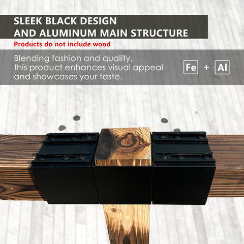 Sleek Black - Designed Aluminum Furniture Connector
A black metal furniture connector with an aluminum main structure, highlighting its stylish design and compatibility with wooden beams. It clarifies that the product does not include wood. Keywords: furniture connector, sleek black design, aluminum structure
