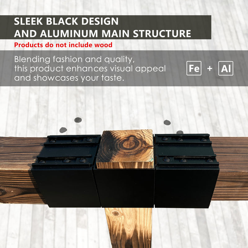 Sleek Black - Designed Aluminum Furniture Connector
A black metal furniture connector with an aluminum main structure, highlighting its stylish design and compatibility with wooden beams. It clarifies that the product does not include wood. Keywords: furniture connector, sleek black design, aluminum structure

