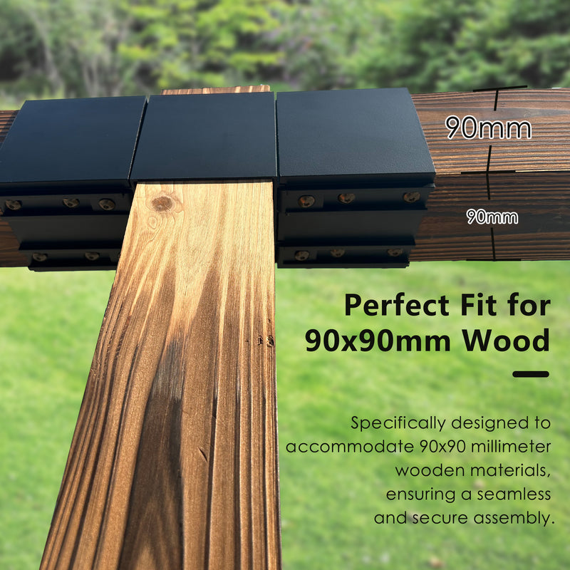 Black Metal Connector for 90x90mm Wood
A black metal connector designed to fit 90x90mm wooden beams, ensuring a secure and seamless assembly. Keywords: 90x90mm wood connector, black metal, assembly