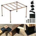 Kozyard Pergola Brackets, 4 Pack Pergola Kit 3-Way Right Angle Corner Bracket with Pergola Post Base for 4x4'' (Actual: 3.5x3.5'') Wood Beams Elevated Wood Stand Kit Pergola/Gazebo Kit