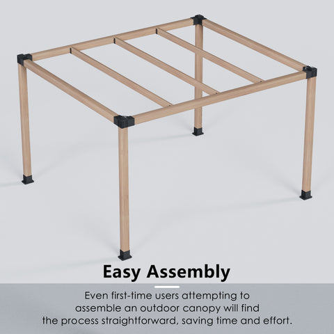 Wooden Frame with Easy Assembly Feature
A wooden frame with black connectors, emphasizing its easy assembly process, suitable for first - time users assembling an outdoor canopy. Keywords: wooden frame, easy assembly, outdoor canopy