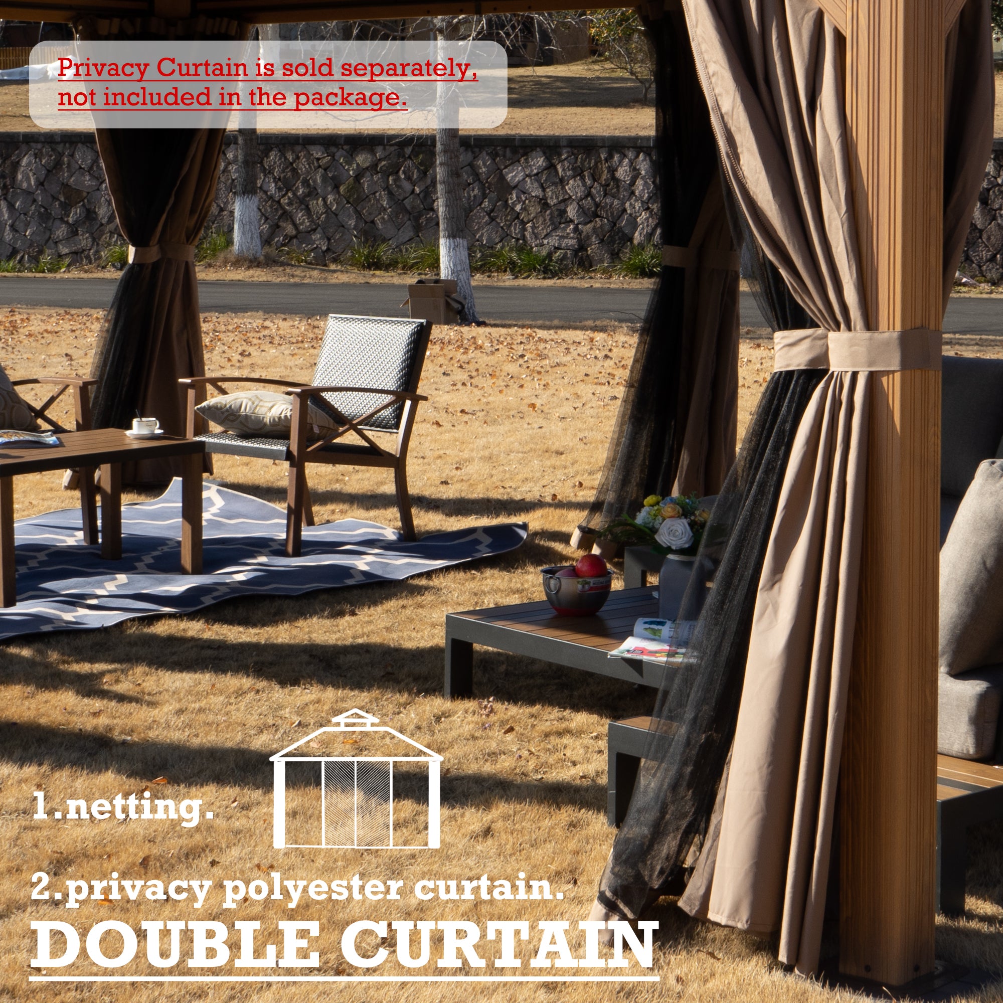 Kozyard Apollo 12'x20' Hardtop Gazebo, Wooden Coated Aluminum