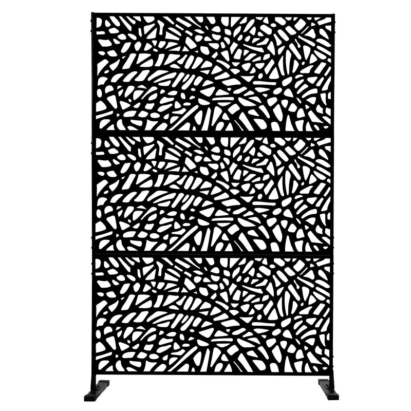 Kozyard Metal Privacy Screen Decorative Outdoor Divider with Stand Panels Freestanding Screen Set for Deck Patio Balcony Garden Outdoor Indoor