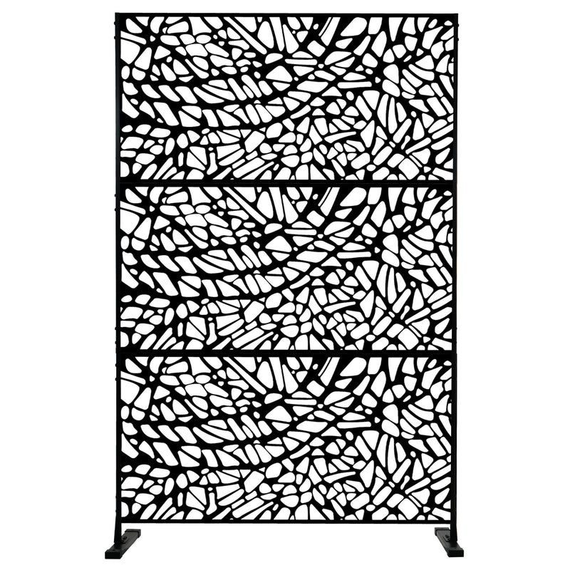 Kozyard Metal Privacy Screen Decorative Outdoor Divider with Stand Panels Freestanding Screen Set for Deck Patio Balcony Garden Outdoor Indoor
