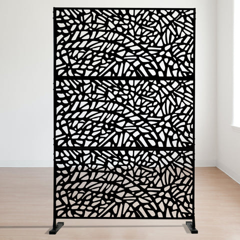 Kozyard Metal Privacy Screen Decorative Outdoor Divider with Stand Panels Freestanding Screen