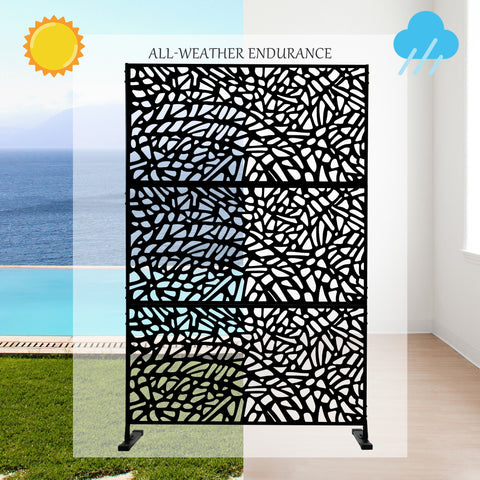 Kozyard Metal Privacy Screen Decorative Outdoor Divider with Stand Panels Freestanding Screen