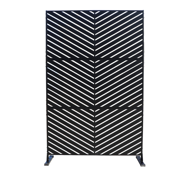Stylish Black Chevron - Patterned Outdoor Screen
alt text：A sleek black outdoor screen featuring a chevron pattern, ideal for adding privacy and aesthetic appeal to outdoor spaces. Keywords: outdoor screen, chevron pattern, privacy screen