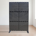 Modern Black Chevron - Patterned Room Divider
alt text：A contemporary black room divider with a striking chevron pattern, perfect for adding style and privacy to interior spaces. Keywords: room divider, chevron pattern, interior decor