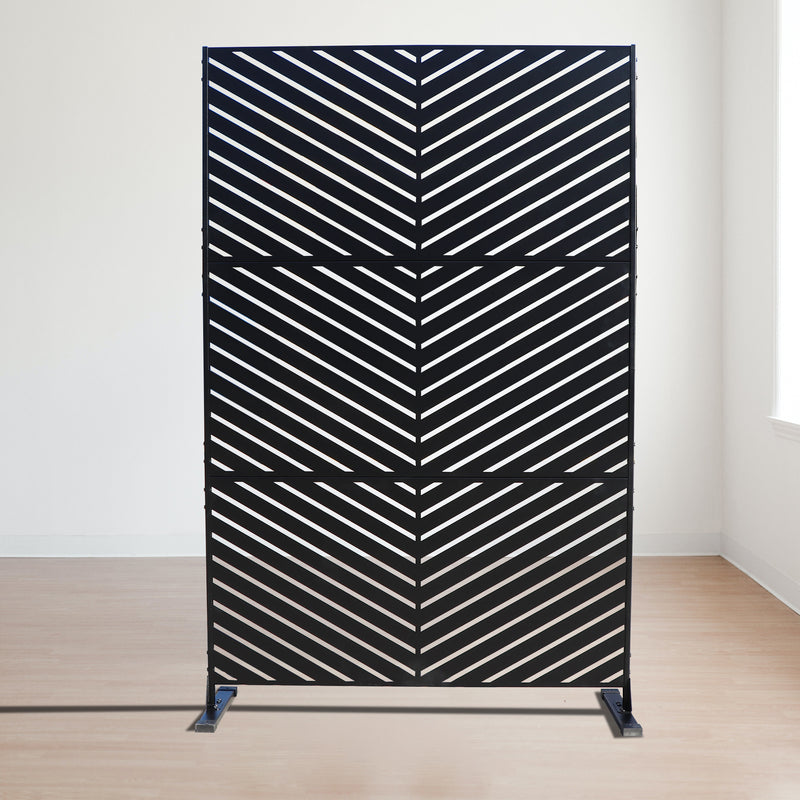 Modern Black Chevron - Patterned Room Divider
alt text：A contemporary black room divider with a striking chevron pattern, perfect for adding style and privacy to interior spaces. Keywords: room divider, chevron pattern, interior decor