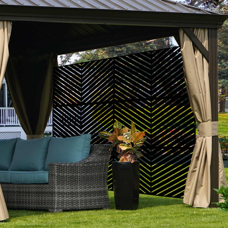 Kozyard Metal Privacy Screen Decorative Outdoor Divider with Stand Panels Freestanding Screen Set for Deck Patio Balcony Garden Outdoor Indoor