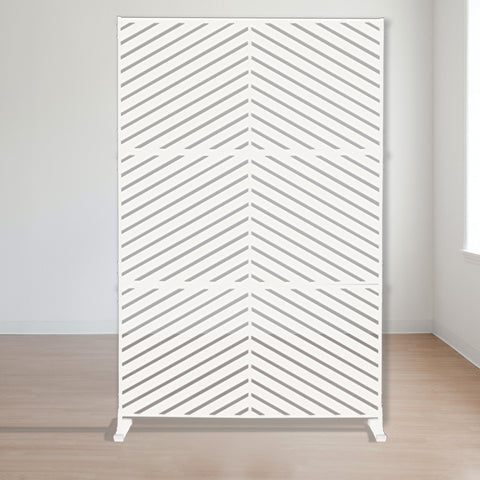 Kozyard Metal Privacy Screen Decorative Outdoor Divider with Stand Panels Freestanding Screen