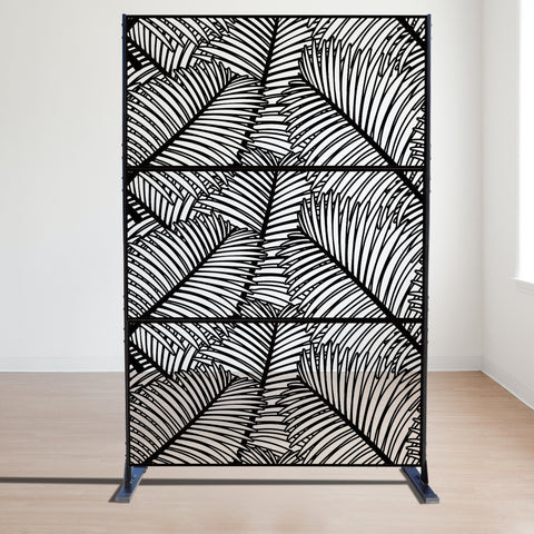 Kozyard Metal Privacy Screen Decorative Outdoor Divider with Stand Panels Freestanding Screen