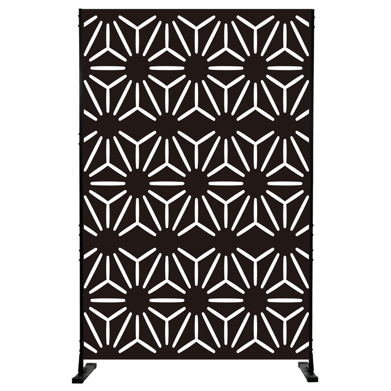 Geometric - Patterned Black Room Divider
alt text：A stylish room divider featuring a geometric pattern in black and white, adding a modern aesthetic to interior spaces. Keywords: room divider, geometric pattern, modern decor