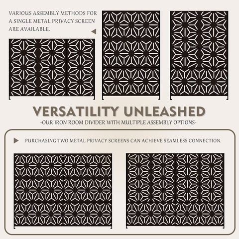 Kozyard Metal Privacy Screen Decorative Outdoor Divider with Stand Panels Freestanding Screen