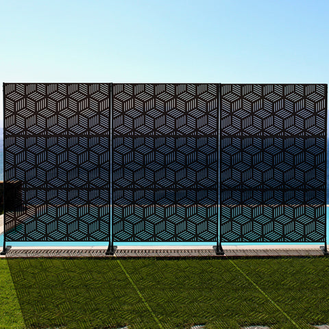 Kozyard Metal Privacy Screen Decorative Outdoor Divider with Stand Panels Freestanding Screen