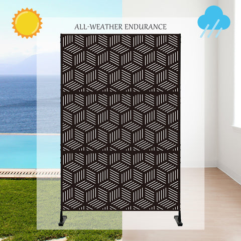 Kozyard Metal Privacy Screen Decorative Outdoor Divider with Stand Panels Freestanding Screen
