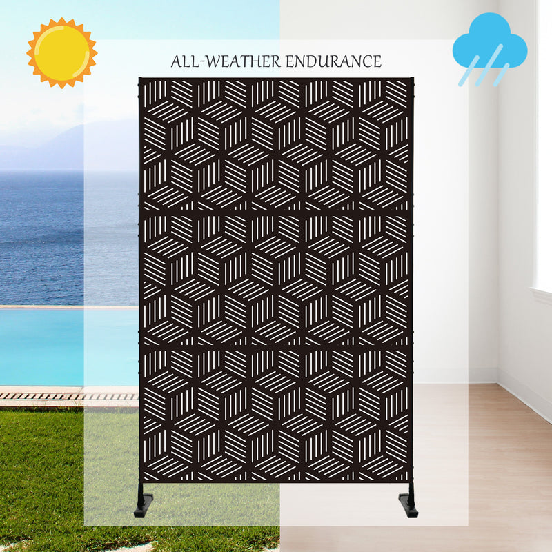 Kozyard Metal Privacy Screen Decorative Outdoor Divider with Stand Panels Freestanding Screen Set for Deck Patio Balcony Garden Outdoor Indoor