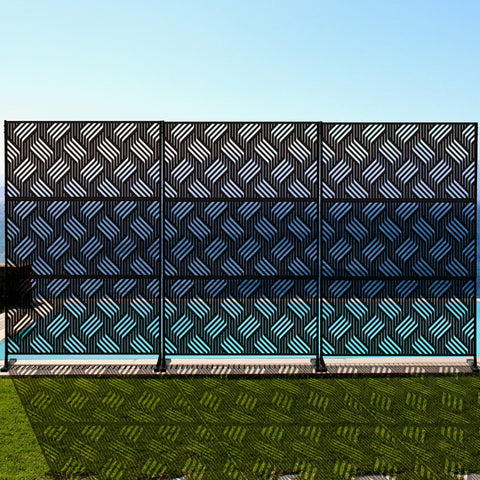 Kozyard Metal Privacy Screen Decorative Outdoor Divider with Stand Panels Freestanding Screen