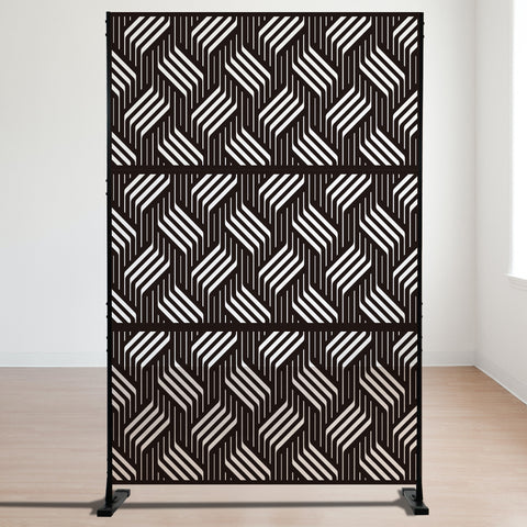 Kozyard Metal Privacy Screen Decorative Outdoor Divider with Stand Panels Freestanding Screen