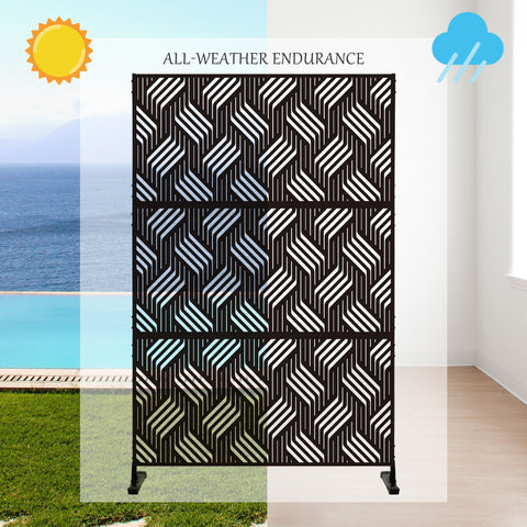 Kozyard Metal Privacy Screen Decorative Outdoor Divider with Stand Panels Freestanding Screen