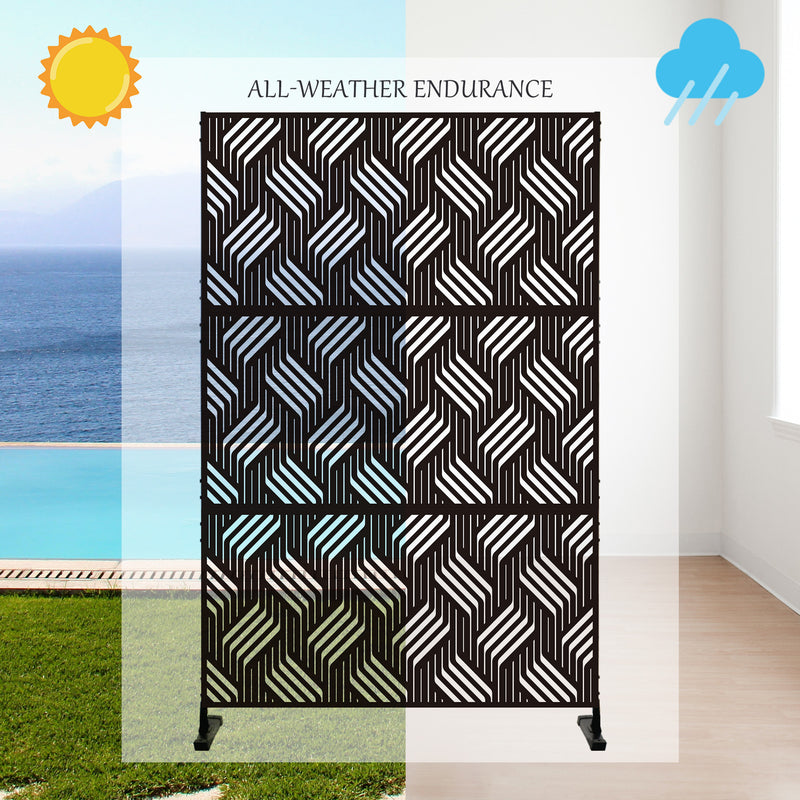 Kozyard Metal Privacy Screen Decorative Outdoor Divider with Stand Panels Freestanding Screen Set for Deck Patio Balcony Garden Outdoor Indoor
