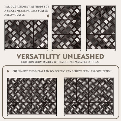Kozyard Metal Privacy Screen Decorative Outdoor Divider with Stand Panels Freestanding Screen