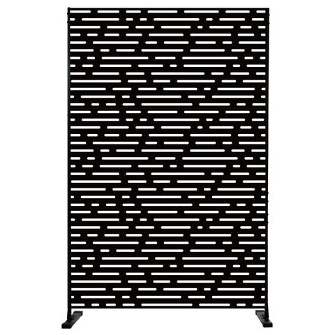 Modern Black Room Divider with Linear Pattern
alt text：A contemporary room divider featuring a sleek black linear pattern, adding a modern aesthetic to any space. Keywords: room divider, linear pattern, modern decor
