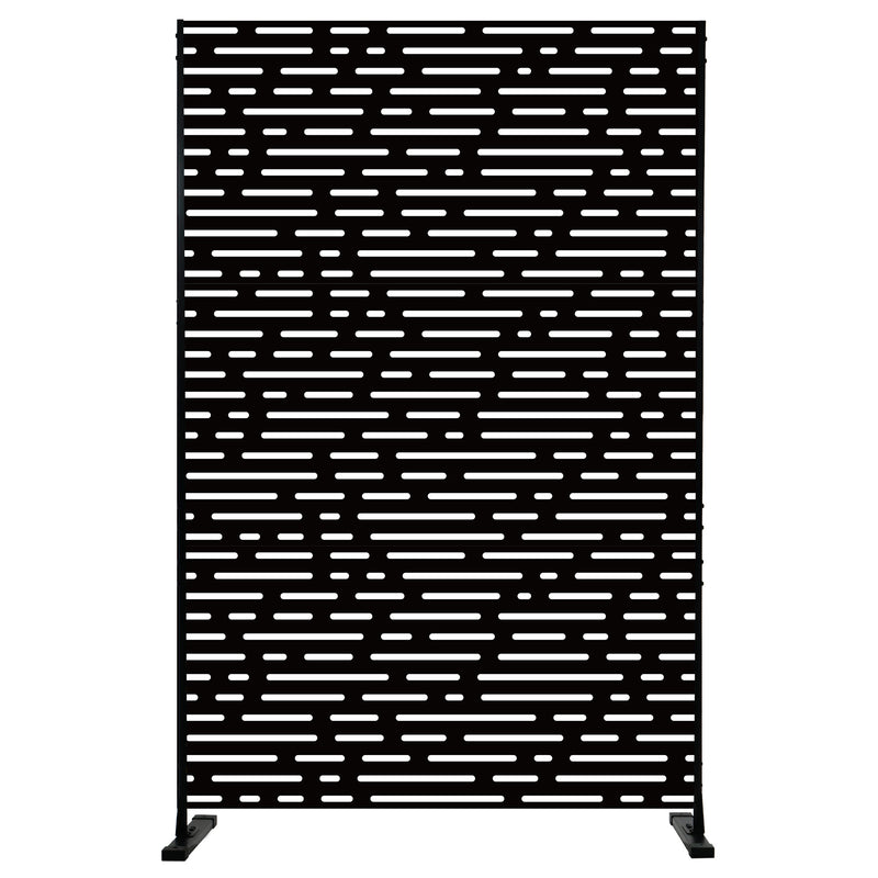 Modern Black Room Divider with Linear Pattern
alt text：A contemporary room divider featuring a sleek black linear pattern, adding a modern aesthetic to any space. Keywords: room divider, linear pattern, modern decor
