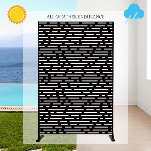 Kozyard Metal Privacy Screen Decorative Outdoor Divider with Stand Panels Freestanding Screen