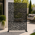 Kozyard large decorative outdoor planter pot and stylish front porch umbrella stand holder helper. This multifunctional fluted utility storage bucket is placed near a home entrance door, perfectly showcasing its versatility as both a elegant heavy duty flower container for front door plants and a waterproof modern rainwater catcher bin. Ideal for elevating home curb appeal, modern farmhouse entryway decor, and creating a welcoming residential outdoor patio experience all year round.
