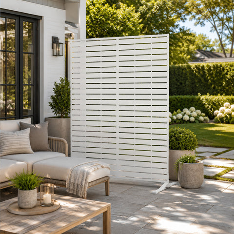Kozyard large decorative outdoor planter pot and stylish front porch umbrella stand holder helper. This multifunctional fluted utility storage bucket is placed near a home entrance door, perfectly showcasing its versatility as both a elegant heavy duty flower container for front door plants and a waterproof modern rainwater catcher bin. Ideal for elevating home curb appeal, modern farmhouse entryway decor, and creating a welcoming residential outdoor patio experience all year round.