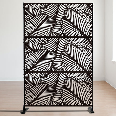 Kozyard Metal Privacy Screen Decorative Outdoor Divider with Stand Panels Freestanding Screen