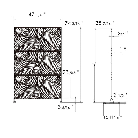 Kozyard Metal Privacy Screen Decorative Outdoor Divider with Stand Panels Freestanding Screen