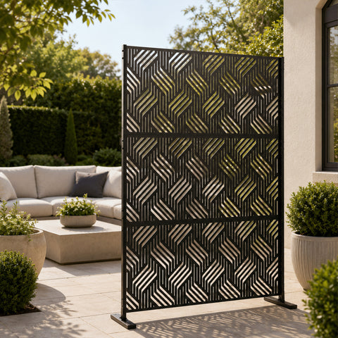 Kozyard large decorative outdoor planter pot and stylish front porch umbrella stand holder helper. This multifunctional fluted utility storage bucket is placed near a home entrance door, perfectly showcasing its versatility as both a elegant heavy duty flower container for front door plants and a waterproof modern rainwater catcher bin. Ideal for elevating home curb appeal, modern farmhouse entryway decor, and creating a welcoming residential outdoor patio experience all year round.