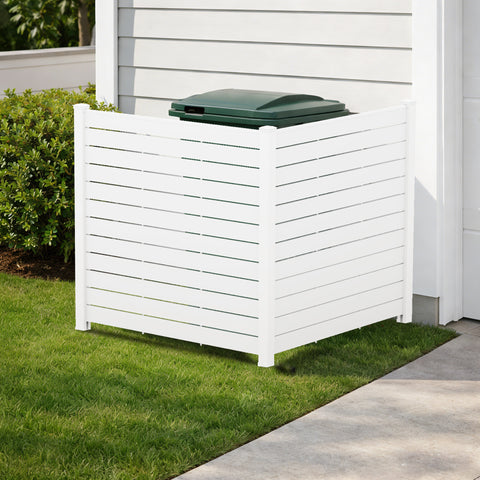 Kozyard Outdoor Trash Bin Enclosure - Stylish White Privacy Screen, Made of Durable Wood-Plastic Composite (WPC), Conceals Garbage Bins While Preserving Outdoor Aesthetic & Functionality
