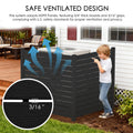 Kozyard outdoor privacy screen and air conditioner fence enclosure features durable HDPE panels with 3/4-inch thick boards and 3/16-inch ventilation gaps for airflow and privacy. This ventilated AC unit screen helps conceal outdoor air conditioners, HVAC equipment, trash cans and utility areas while providing an attractive privacy fence solution for patio, backyard, garden and residential outdoor spaces.
