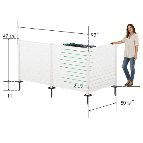 Kozyard Extra-Long Outdoor Privacy Enclosure - Extended Dimension Guide (99" Width, 47 5/8" Height), Sturdy Wood-Plastic Composite (WPC), Ideal for Larger Outdoor Item Concealment
