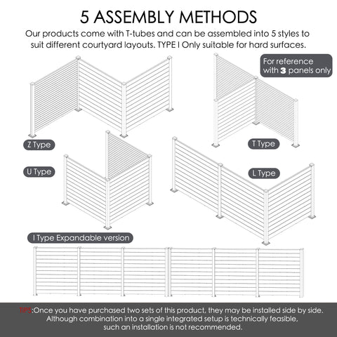 Kozyard 50" W x 48" H Privacy Screens Fence Panel Specifically for Hard Surfaces, Aluminum Post, with Hard Surface Installation Kit