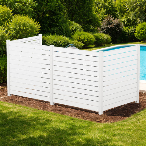 Kozyard Corner Poolside Privacy Screen - Space-Saving Corner Design, Durable Wood-Plastic Composite (WPC), Conceals Poolside Items & Boosts Backyard Privacy/Style
