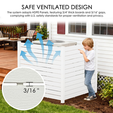 Kozyard 50"W x 48"H Outdoor Privacy Screens Aluminum Post, Air Conditioner Fence Panels, Pool Equipment Enclosure, Trash Can Screens Fence Kit for Outside Backyard Patio