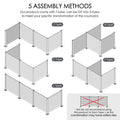 An instructional graphic for an outdoor fence showcasing five different assembly methods (Z Type, H Type, C Type, F Type, and L Type) made possible with the included T - tube. It also warns against using the product to form Type I due to potential safety risks. The text explains that the product can be DIY - assembled into these styles to meet various courtyard transformation needs.Outdoor Fence: 5 DIY Assembly Styles with Safety Tips. outdoor fence, DIY assembly, assembly methods, courtyard transformation,